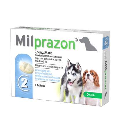 Milprazon Kleine Hond / Puppy - 2.5 mg / 25 mg 2 tab