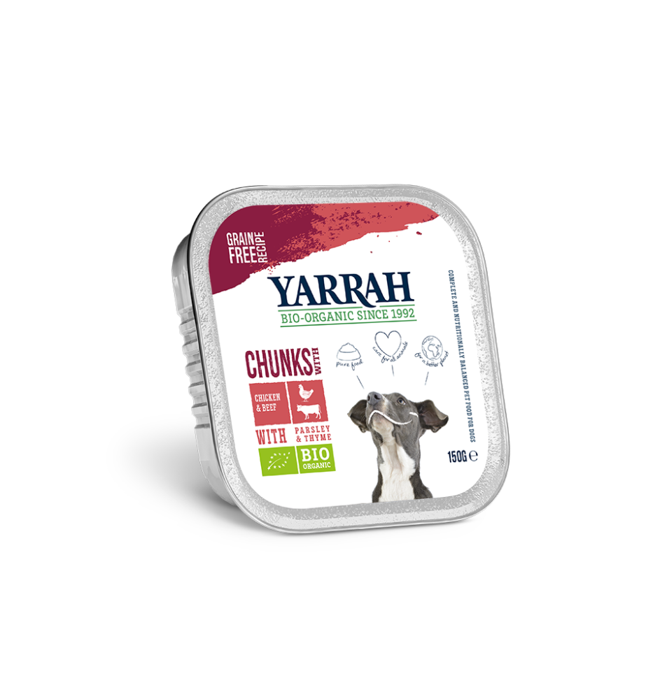 Yarrah Biologisch Hondenvoer Chunks met Kip & Rund - 12 x 150 gram