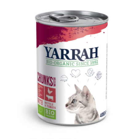 Yarrah Biologisch Kattenvoer Chunks met Kip & Rund - 12 x 405 gram