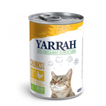 Yarrah Biologisch Kattenvoer Chuncks met Kip - 12 x 405 gram