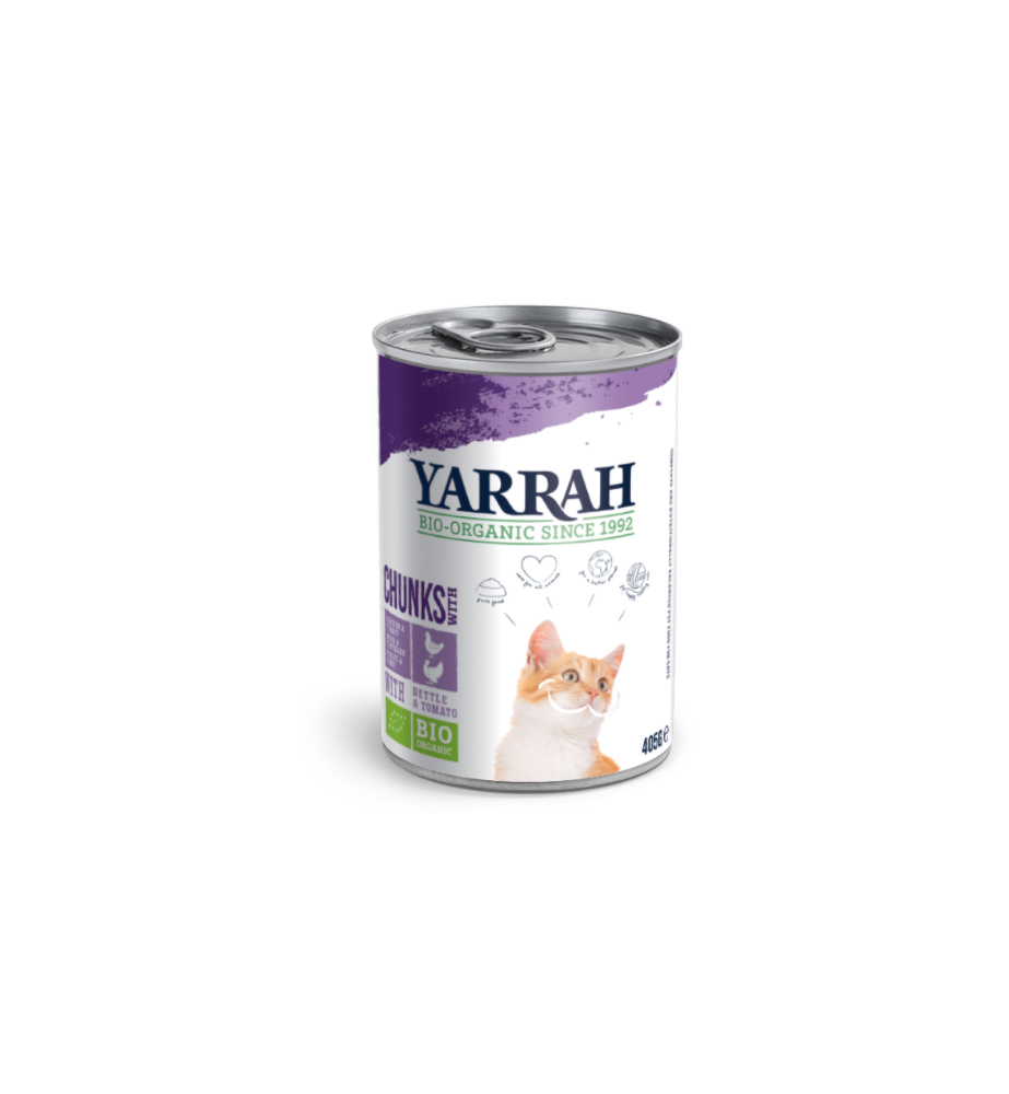 Yarrah Biologisch Kattenvoer Chunks met Kip & Kalkoen - 12 x 405 gram