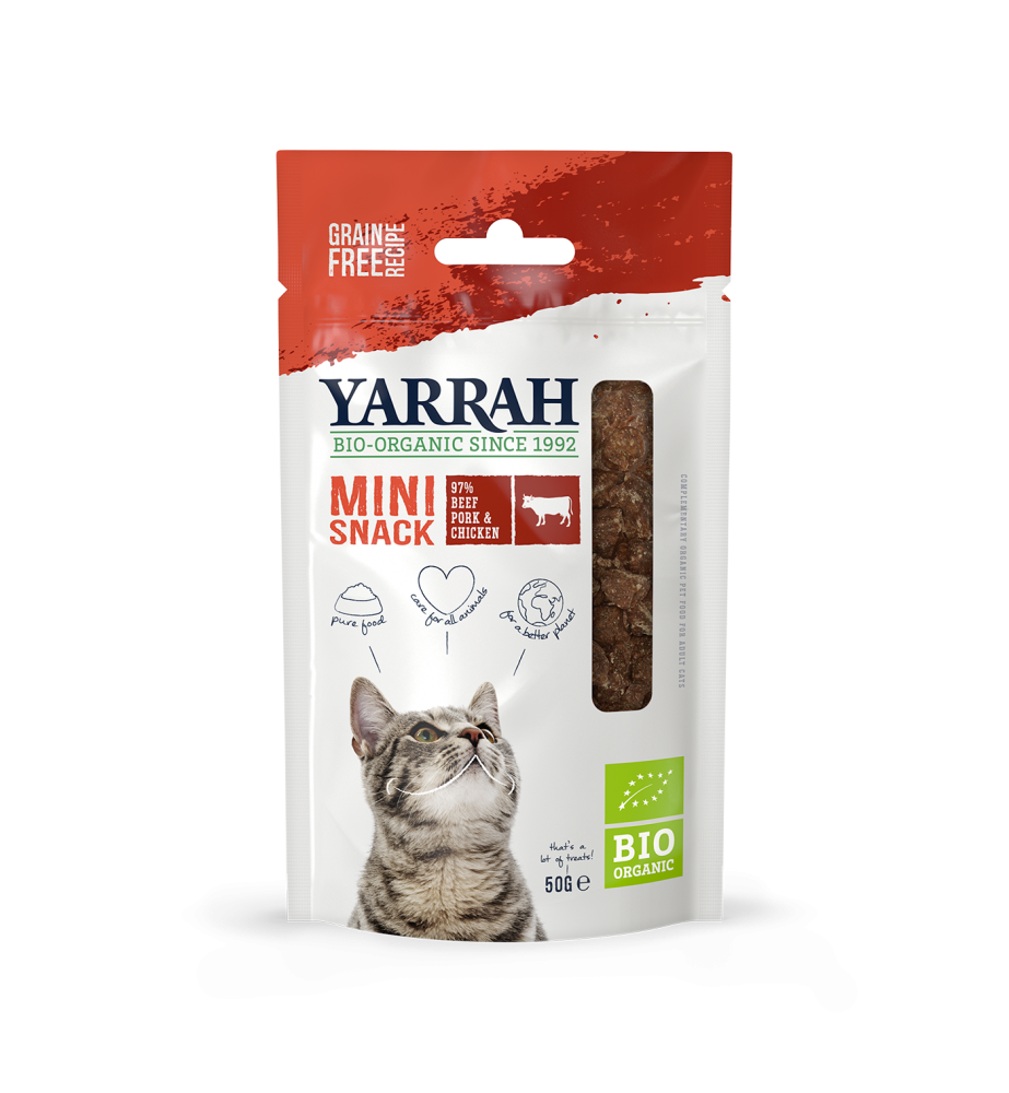 Yarrah Biologische Mini Snack voor Katten - 10 x 50 gram