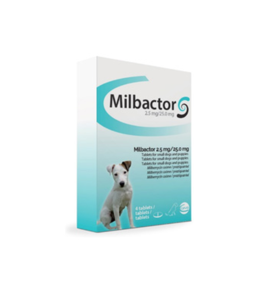 Milbactor Kleine Hond / Puppy (-10 kg) 4 tab
