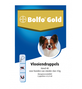 Bolfo Gold 40 - Kleiner dan 4 kg - 2 pipettem