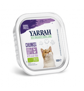 Yarrah Biologisch Kattenvoer Chunks met Kip & Kalkoen - 16 x 100 gram