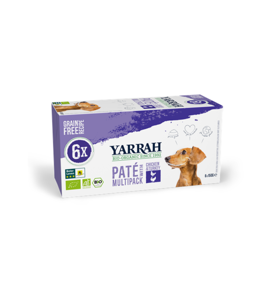 Yarrah Biologisch Hondenvoer Multipack Paté (Kip & Kalkoen) - 6 x 150 gram