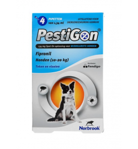 Pestigon 134 mg Hond 10 t/m 20 kg - 4 pipetten