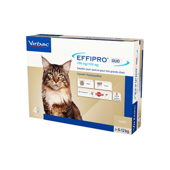 Effipro DUO Spot-On Grote Kat (6 t/m 12 kg) - 4 pipetten