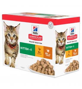 Hill's Science Plan Kitten Maaltijdzakjes Kip & Kalkoen - 4 x 12 x 85 gram