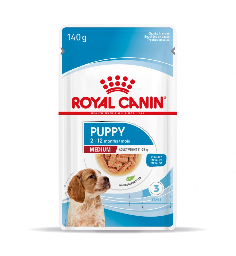 Landgoed wereld onkruid Royal Canin Puppy Medium (11 t/m 25 kg) Portie - 10 x 140 gram