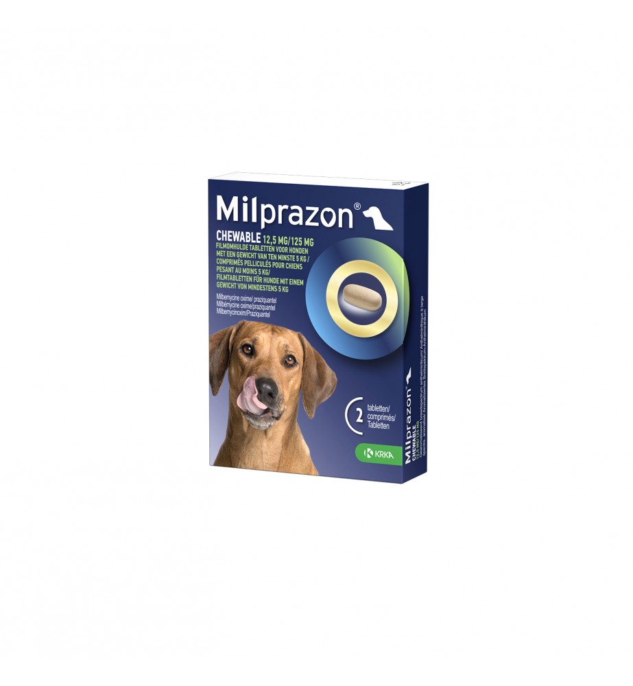 Milprazon Chewable Tablet - Hond (5 t/m 25 kg) - 12.5 mg/125 mg - 2 tab