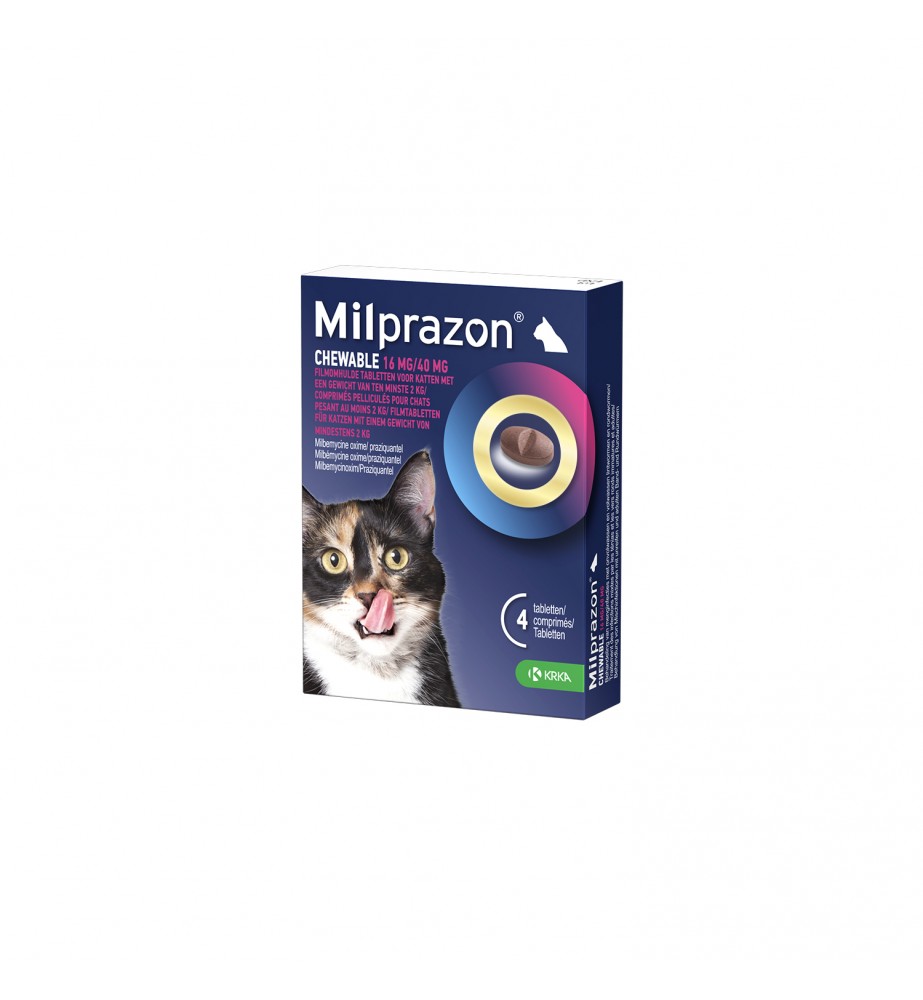 Milprazon Chewable - Grote Kat - 16 mg/40 mg - 2 Tabletten