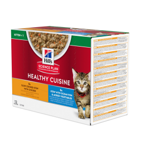 Hill's Science Plan Healthy Cuisine Kitten Stoofpotje Kip & Zeevis - 4 x 12 x 80 gram
