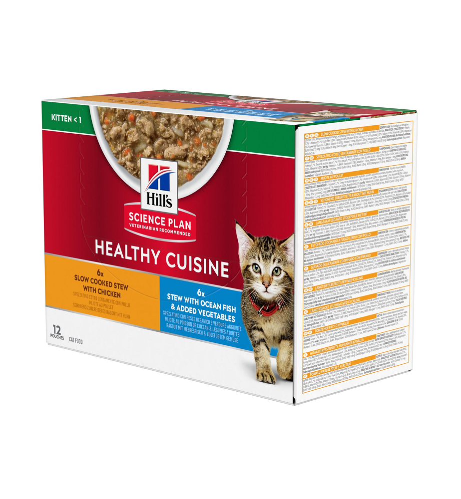 Hill's Science Plan Healthy Cuisine Kitten Stoofpotje Kip & Zeevis - 4 x 12 x 80 gram