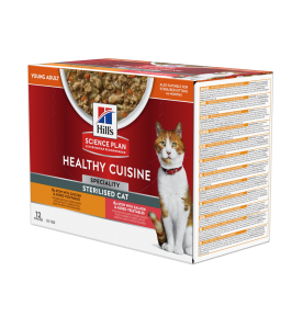 Hill's Science Plan Healthy Cuisine Gesteriliseerde Kat Stoofpotje Kip & Zalm - 4 x 12 x 80 gram