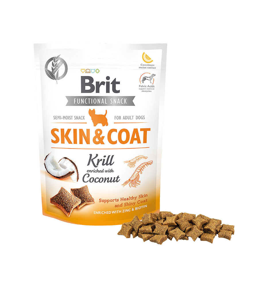 Brit Functional Snack Skin & Coat Krill & Coconut - 150 gram