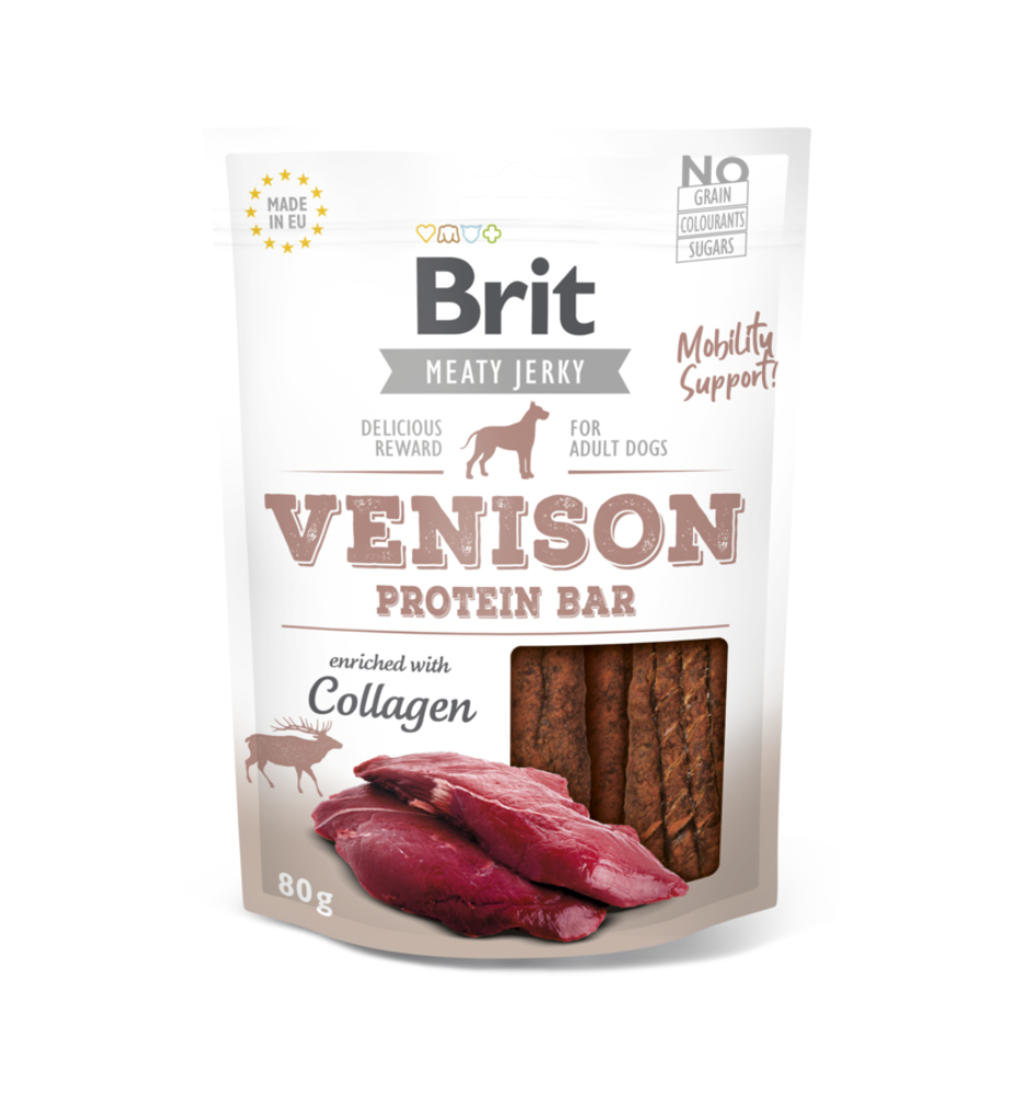 Brit Meaty Jerky Venison Protein Bar - 80 gram